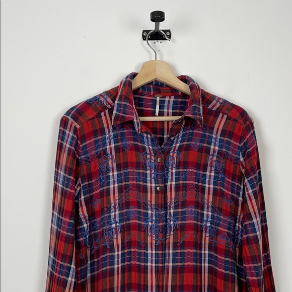 Free People Flannel Academia Preppy Magical Plaid Button-Up Women's M Shirt - Picture 4 of 11